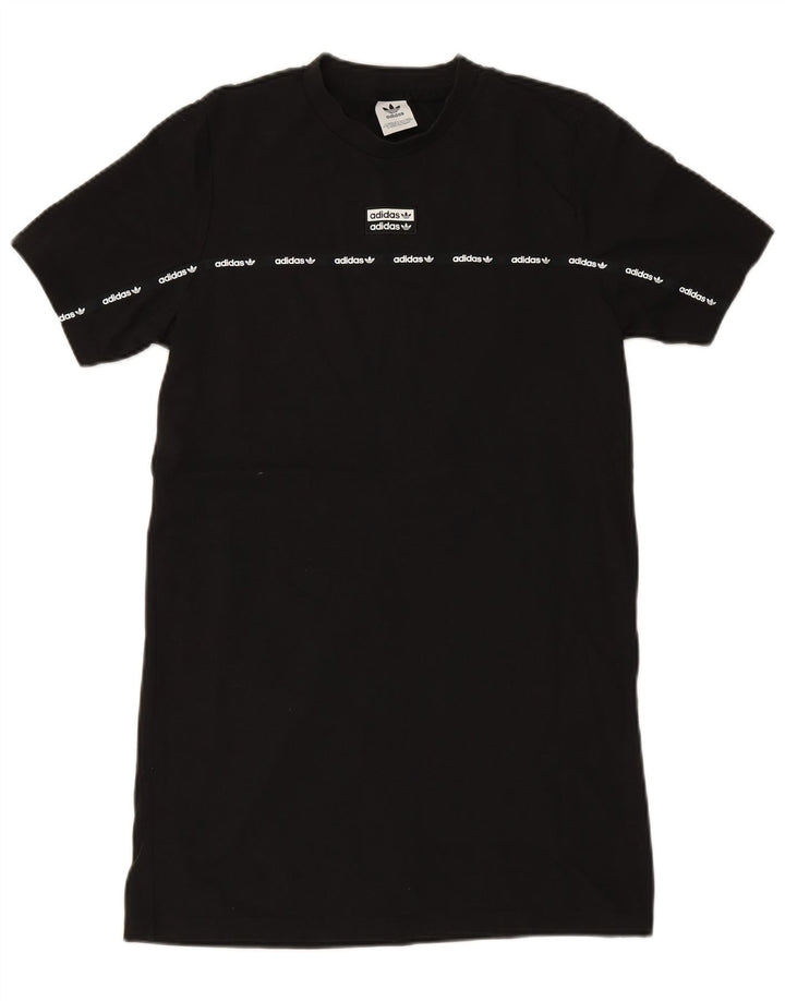 Rochie tricou grafic ADIDAS pentru femei UK 12 bumbac mediu negru