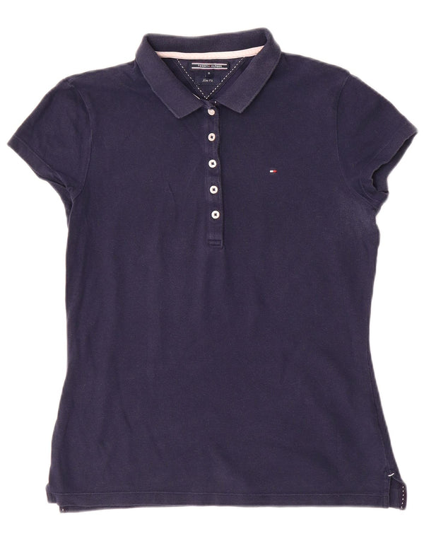 Tricou polo Tommy Hilfiger pentru femei Slim Fit UK 12 Bumbac mediu albastru bleumarin