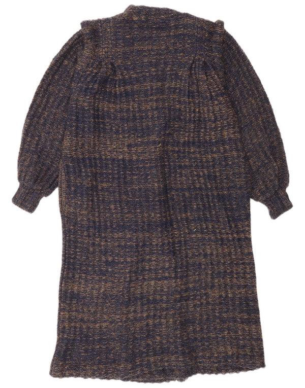 Pulover cardigan deschis cu paragate vintage pentru femei UK 16 mare bleumarin