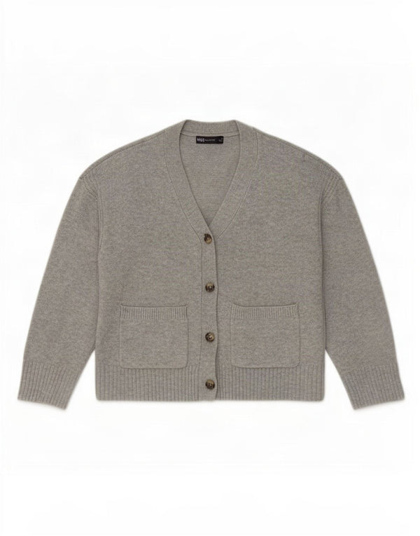 Pulover cardigan crop pentru femei Marks & Spencer UK 14 Medium Gri Pete