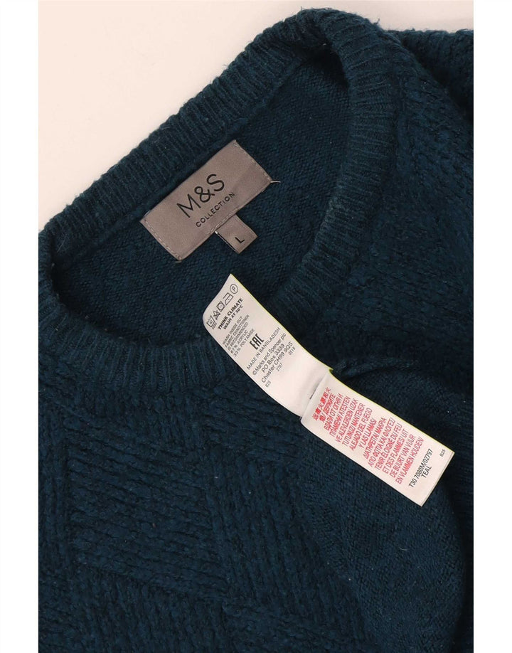 Pulover pentru bărbați Marks & Spencer cu gât roșu, mare turcoaz acrilic