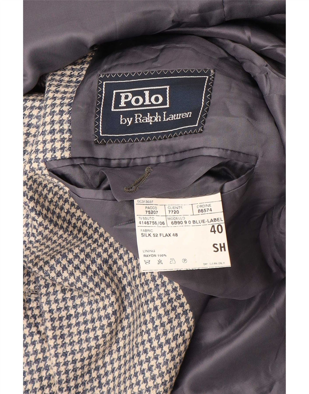 Jachetă Polo Ralph Lauren pentru bărbați, cu 3 nasturi, UK 40 Picior de găină albastru mediu