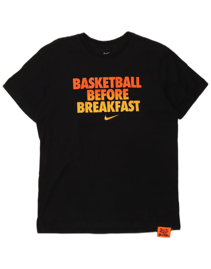 Tricou grafic Nike Dri Fit pentru bărbați Top, bumbac mediu negru