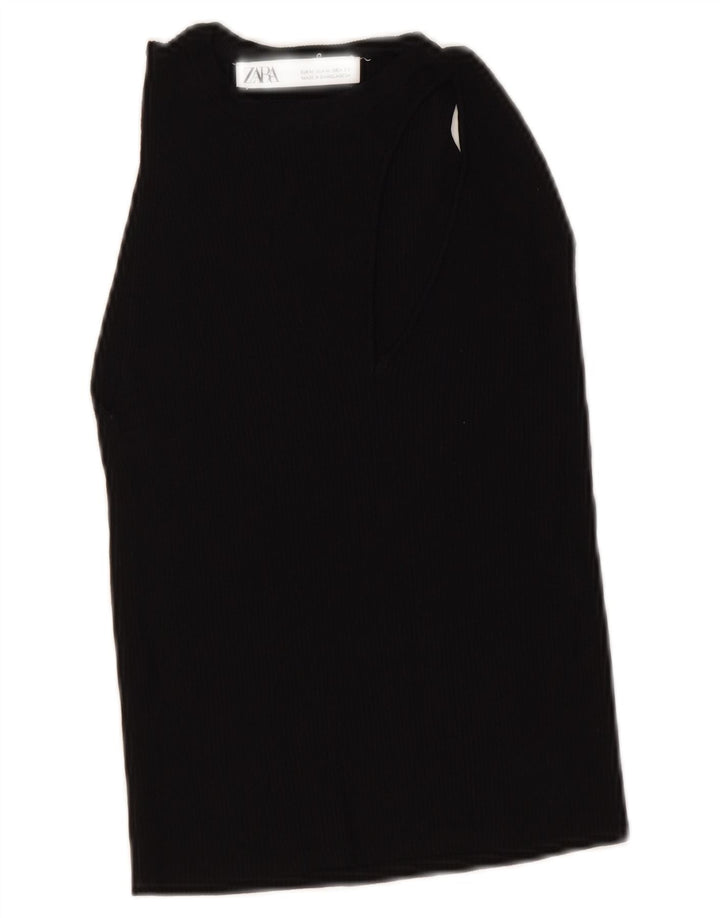 Top Vest Crop pentru Damă Zara UK 12 Medium Negru