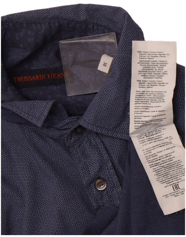 TRUSSARDI JEANS Cămașă Bărbați Mărimea 38 Mediu Bleumarin Bumbac Geometric