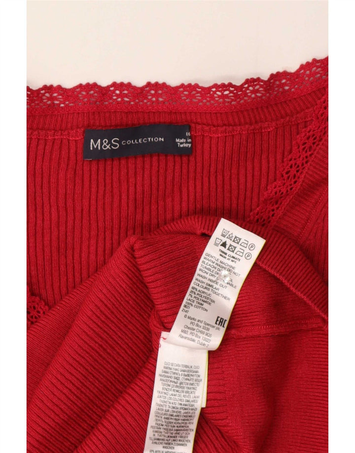Bluză cu mânecă scurtă pentru femei Marks & Spencer UK 16, mare, roșu acrilic