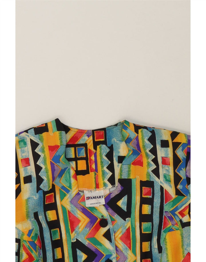 DAMART Womens 4 Button Blazer Jacket UK 12 Medium Multicoloured Geometric Vintage Damart and Second-Hand Damart from Messina Hembry 