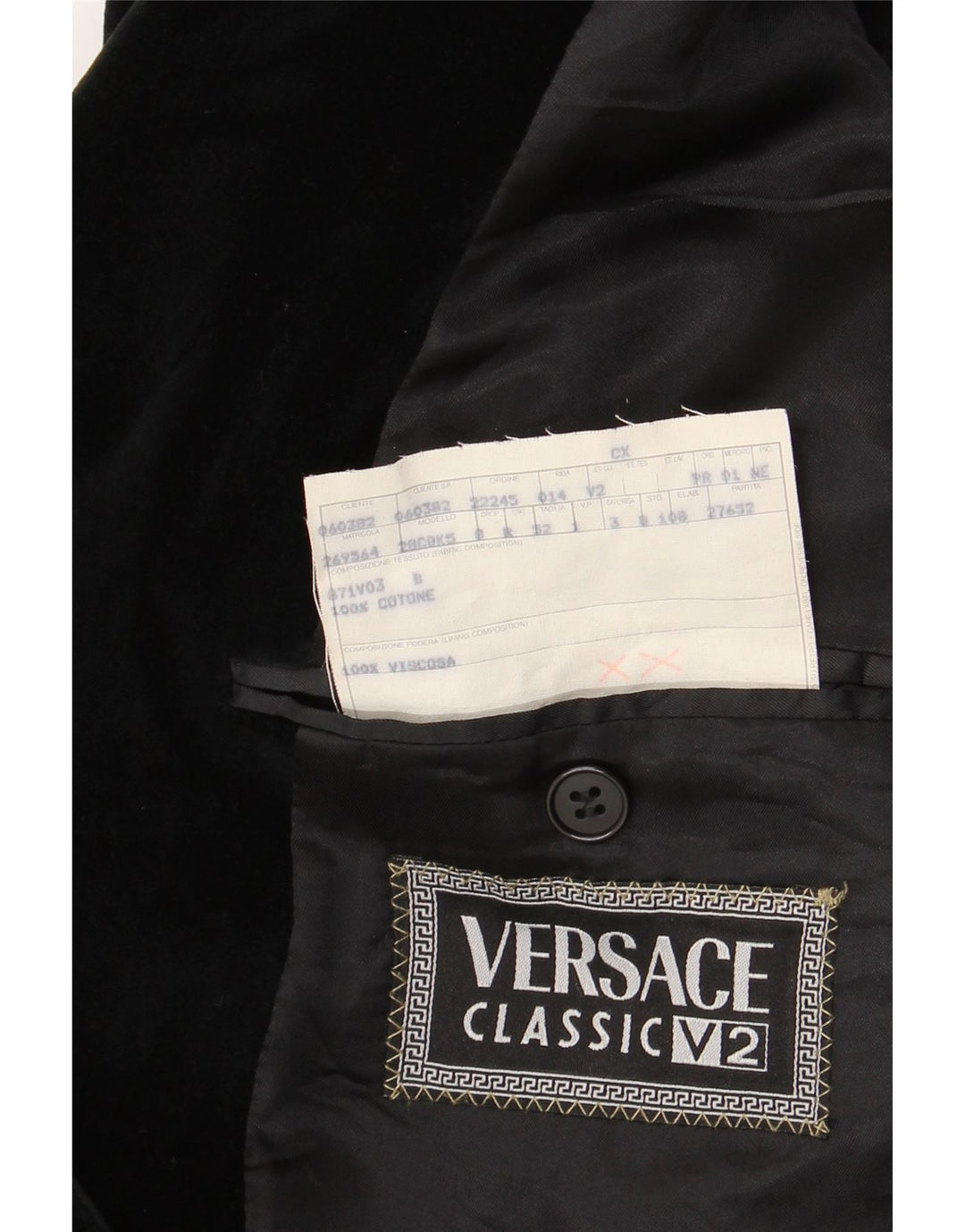 Jachetă Versace pentru bărbați din catifea cu 4 nasturi, IT 52 XL, bumbac negru