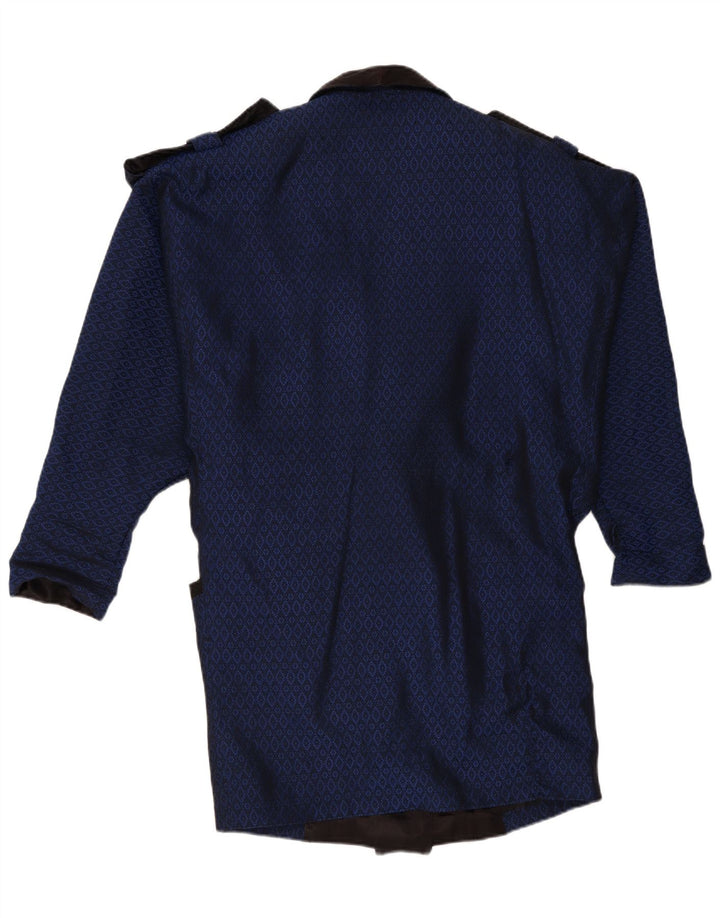 Palton dublu pentru femei vintage UK 16 mare bleumarin geometric