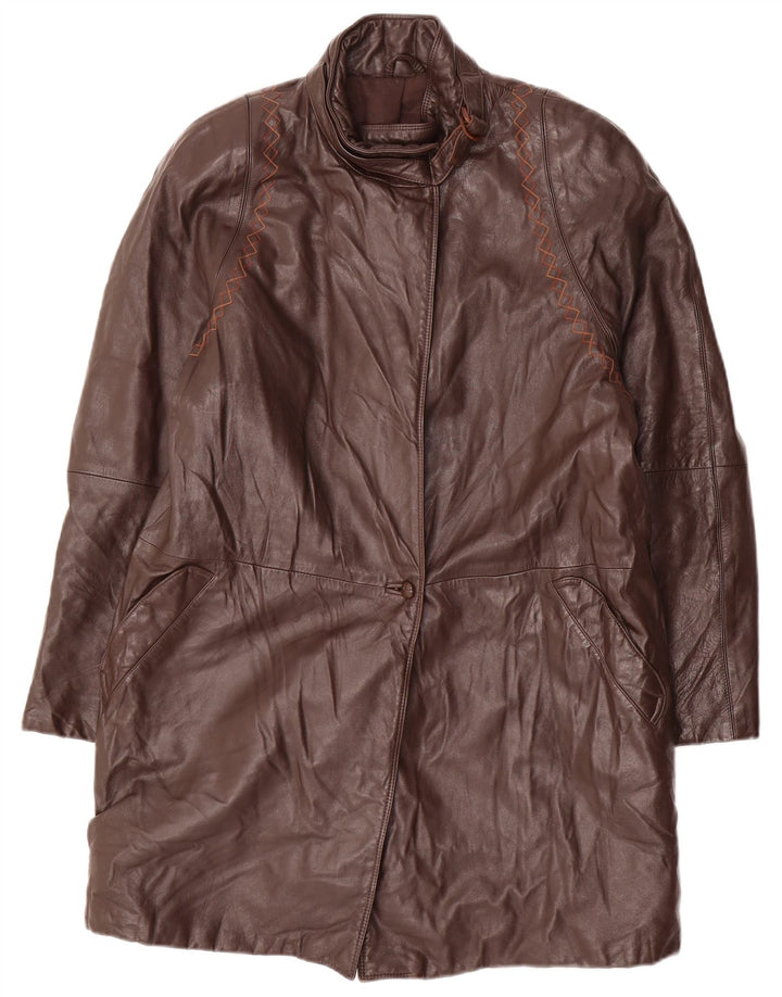 Palton de piele pentru femei VINTAGE UK 14 maro mediu