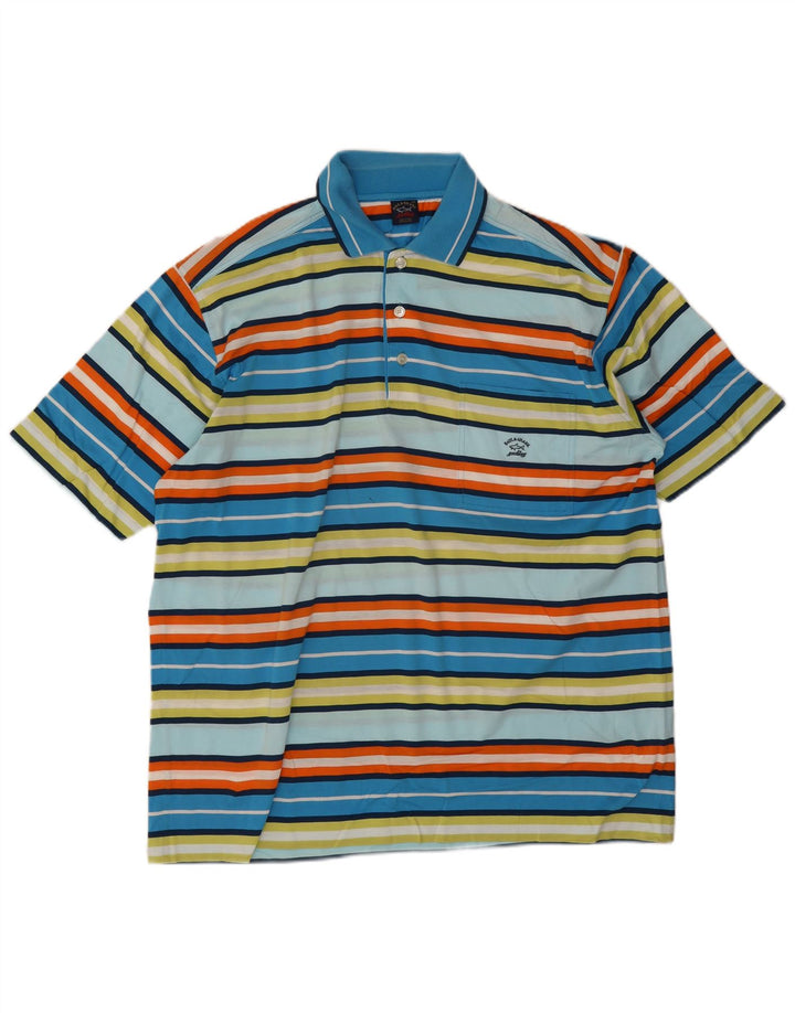 Cămașă polo Paul & Shark pentru bărbați 2XL, bumbac cu dungi multicolore
