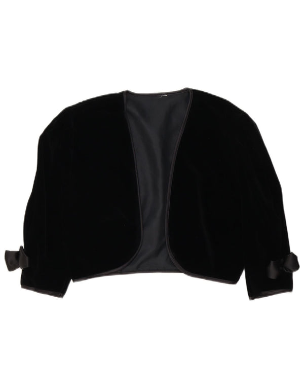 Jachetă Bolero Vintage pentru femei din catifea UK 10, bumbac negru mic
