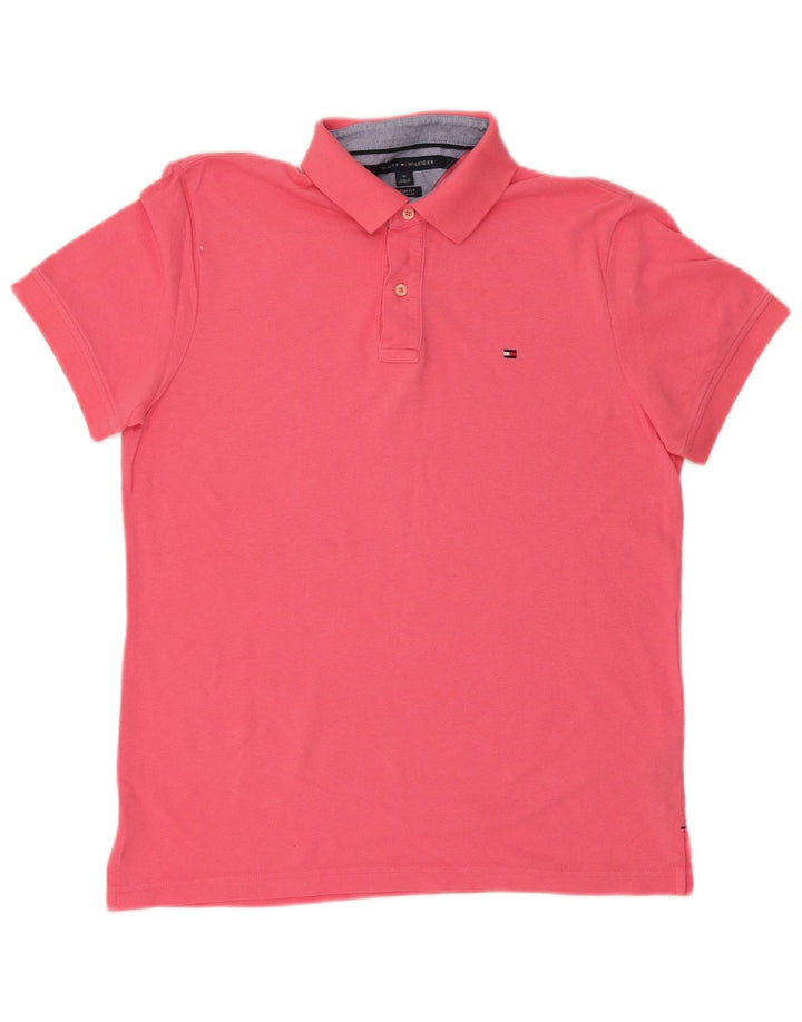 TOMMY HILFIGER Tricou polo personalizat pentru bărbați, bumbac roz mediu