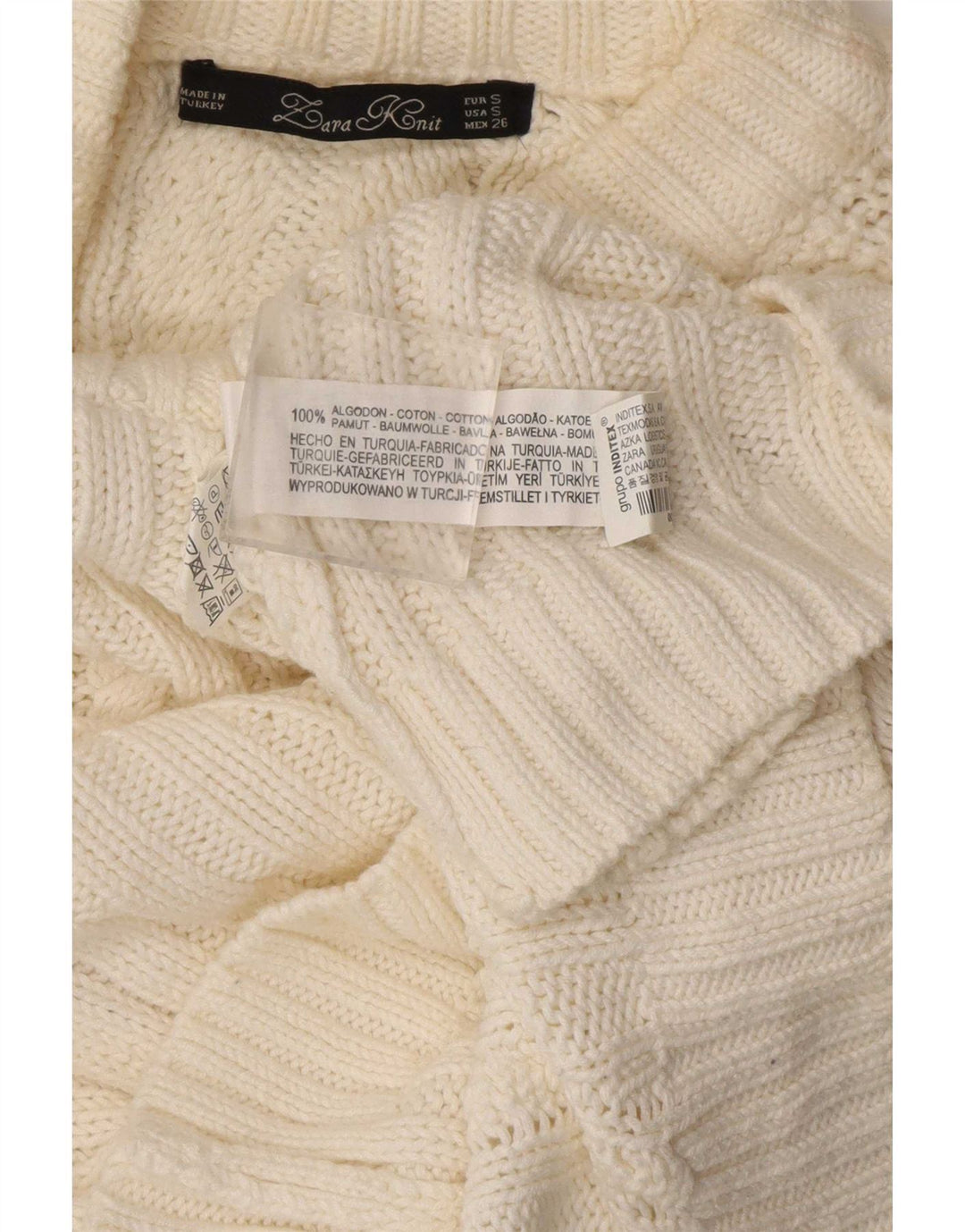 Pulover oversized cu gât țestoasă pentru femei Zara UK 10 Mic Alb