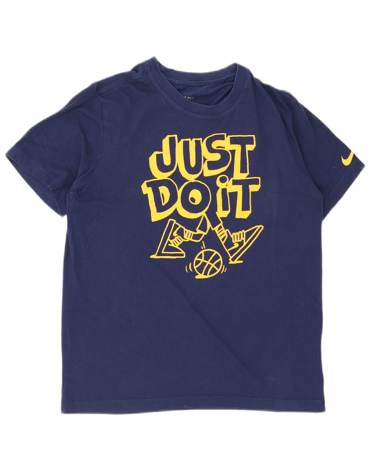Tricou grafic Nike pentru bărbați Top mediu din bumbac bleumarin