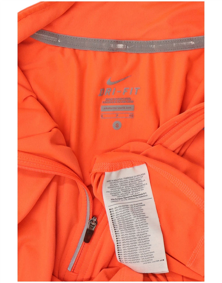 Top cu mânecă lungă pentru femei Dri Fit Dri Fit, cu fermoar, poliester portocaliu, UK 10