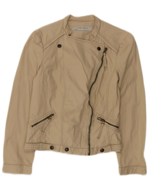 Jachetă Bomber pentru Damă Zara UK 12 Medium Bej Bumbac