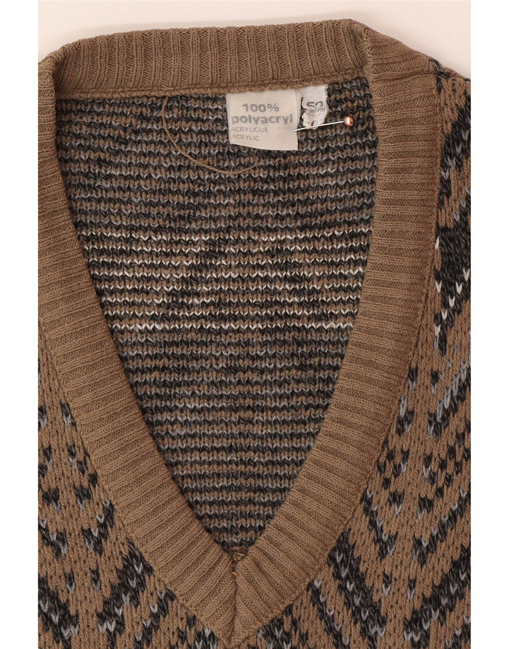 VINTAGE Vestă pentru bărbați Tank Top IT 52 Large Brown Fair Isle