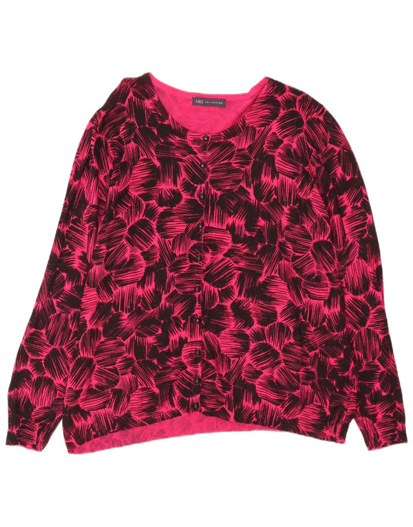 Pulover cardigan pentru femei Marks & Spencer UK 22 3XL roz cu viscoză florală