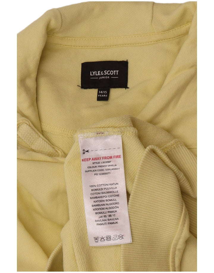 Pulover cu glugă Lyle & Scott pentru băieți 14-15 ani bumbac galben