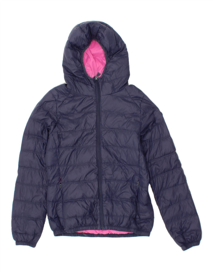 MISTRAL Womens Hooded Padded Jacket UK 14 Medium Navy Blue Polyamide Vintage Mistral and Second-Hand Mistral from Messina Hembry 