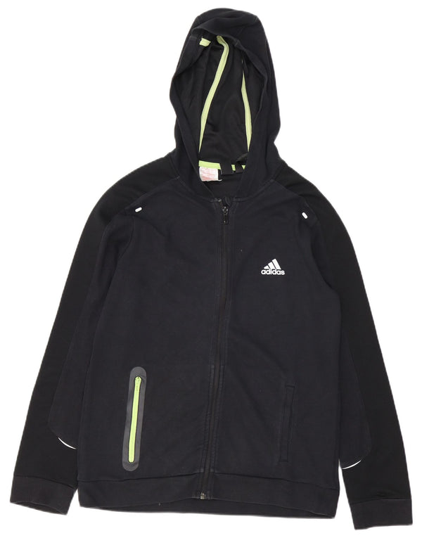 Pulover Adidas pentru băieți, cu fermoar, 13-14 ani, bumbac negru