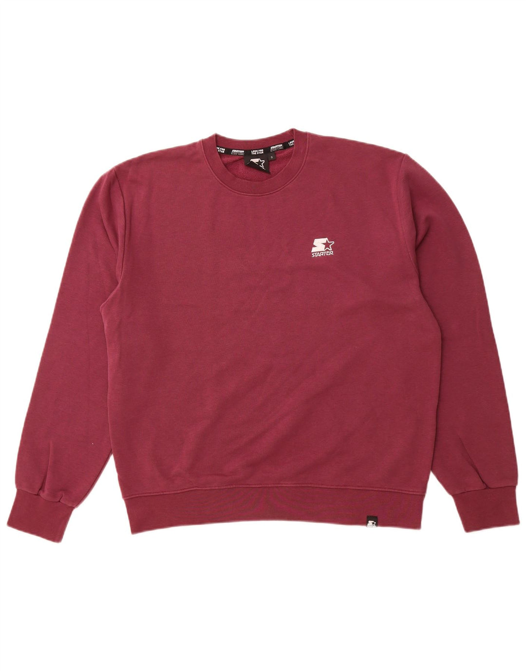 STARTER Mens Loose Fit Sweatshirt Jumper Small Burgundy Cotton