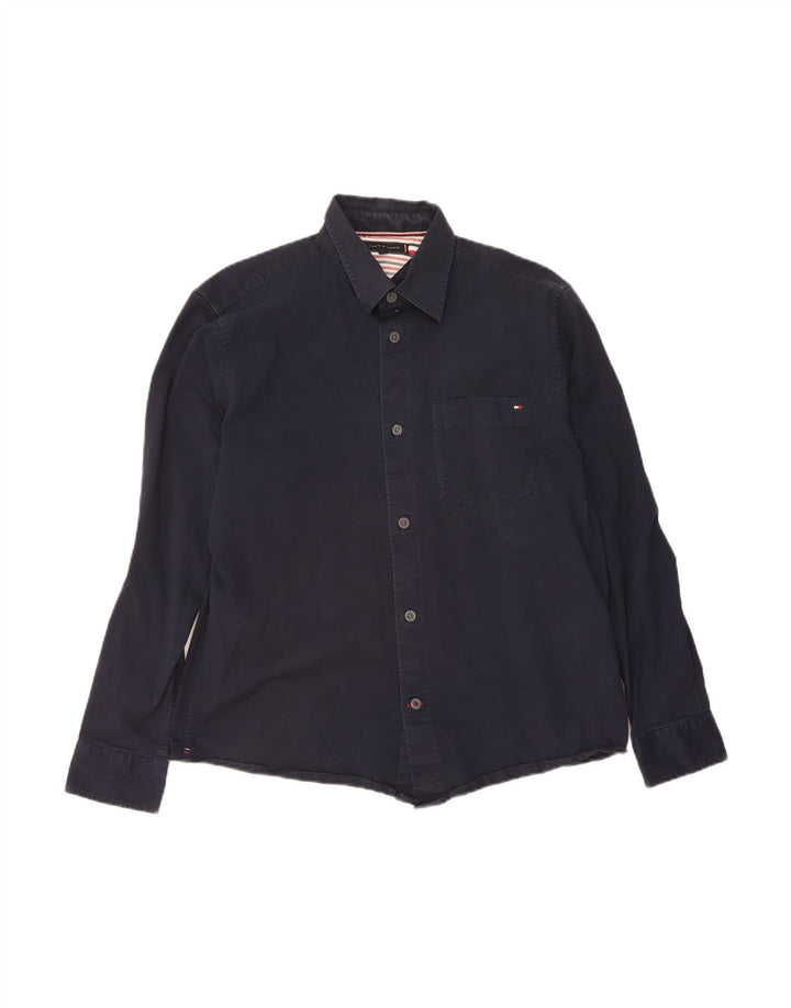 TOMMY HILFIGER Mens Shirt Large Navy Blue Cotton