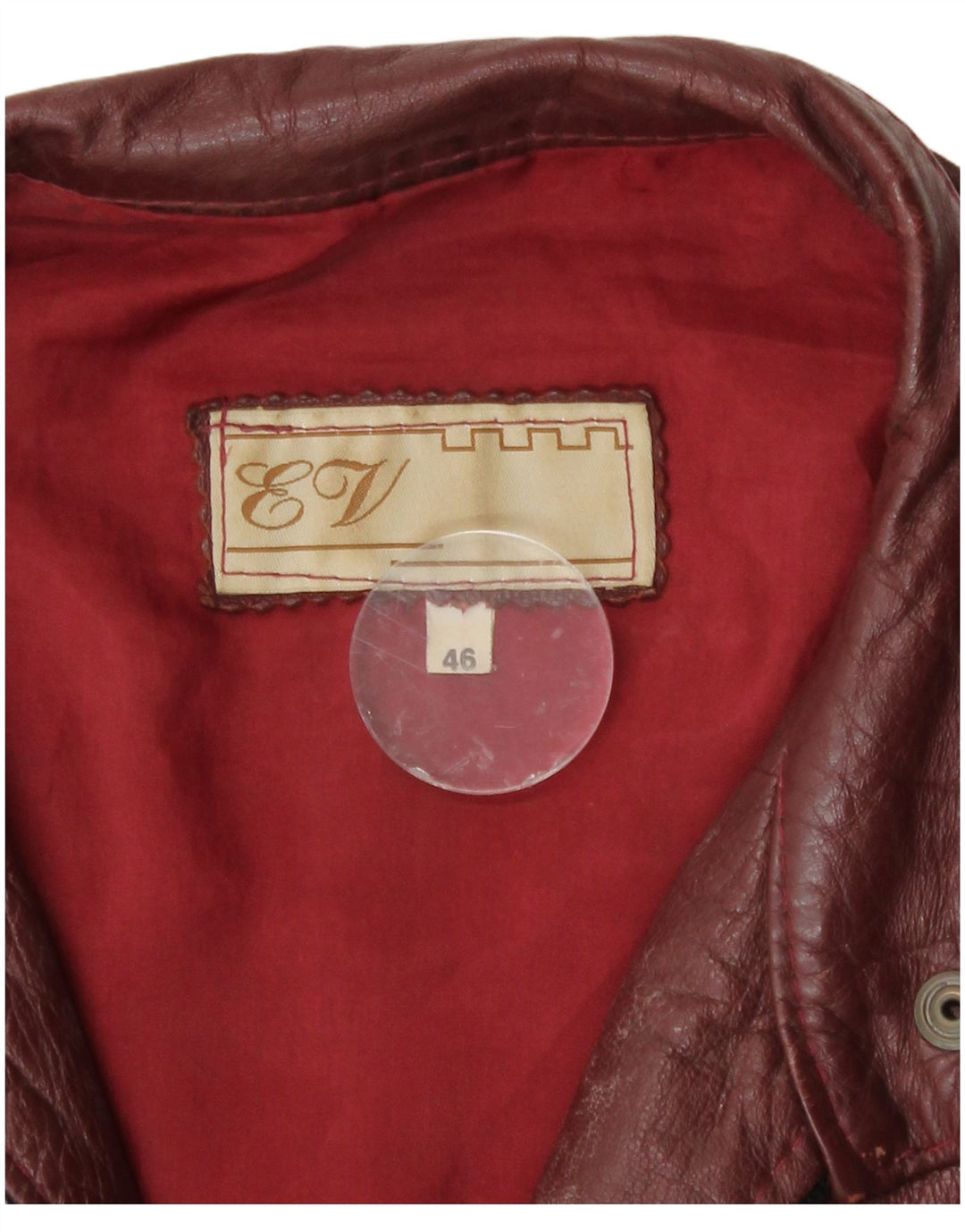 Jachetă de piele vintage pentru femei IT 46 Large Burgundy