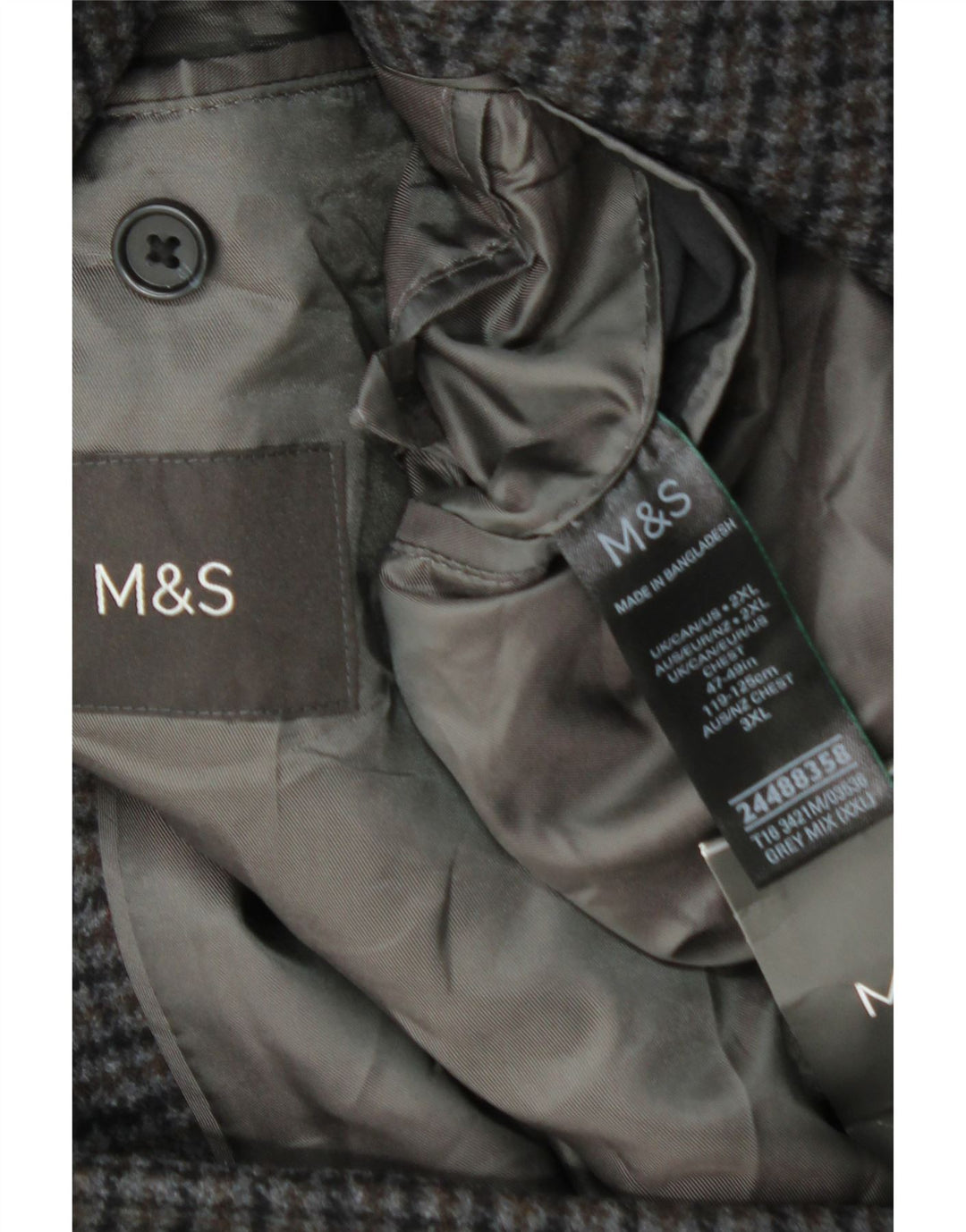 Palton pentru bărbați Marks & Spencer UK 44 2XL Lână gri Houndstooth