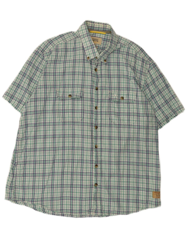 Cămașă cu mânecă scurtă pentru bărbați Camel Active, cu o formă regulată, 2XL, bumbac verde cu carouri