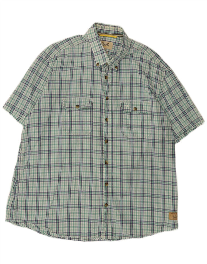 Cămașă cu mânecă scurtă pentru bărbați Camel Active, cu o formă regulată, 2XL, bumbac verde cu carouri