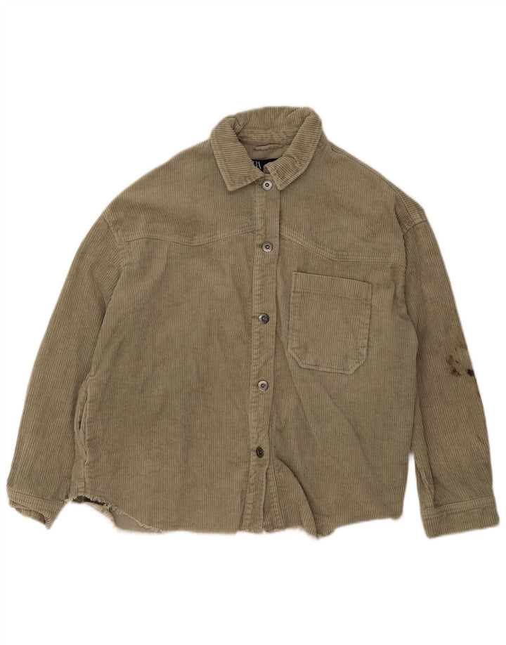 Jachetă din velur pentru femei Zara UK 14 Medium Khaki Bumbac
