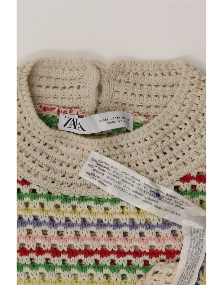 Crop Top Crochet pentru Damă Zara UK 12 Bumbac cu dungi medii, multicolore