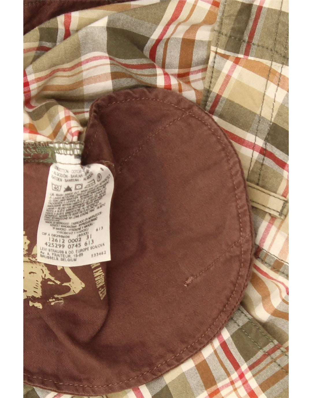 Pantaloni scurti cargo slim pentru bărbați DOCKERS W32, bumbac cu carouri multicolore medii