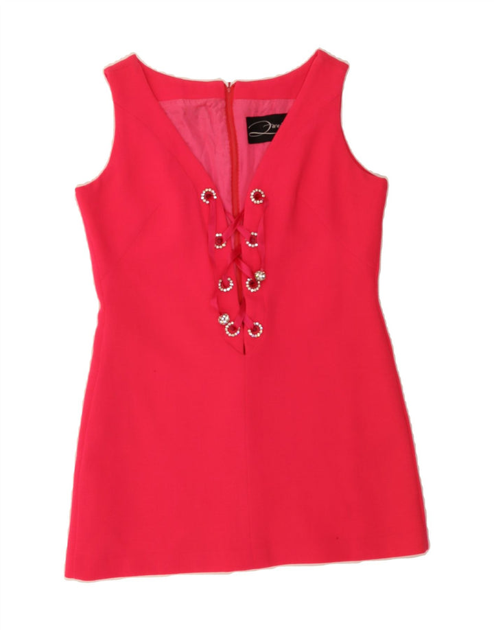VINTAGE Womens Sleeveless Basic Dress UK 14 Medium Pink Vintage Vintage and Second-Hand Vintage from Messina Hembry 
