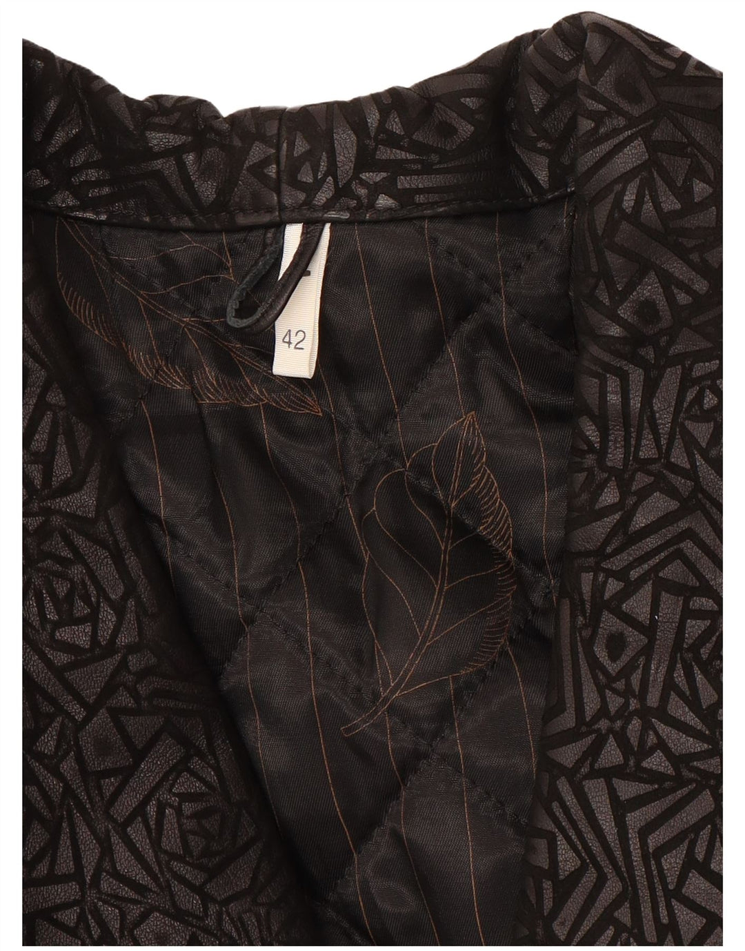 Jachetă de piele vintage pentru femei cu mâneci 3/4 IT 42 Medium Negru Geometric