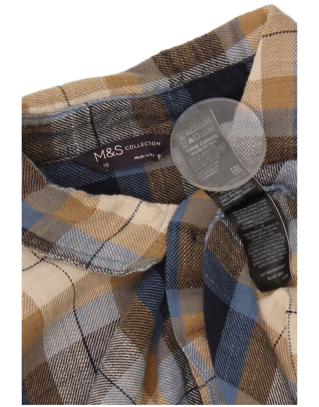Cămașă de flanel pentru femei Marks & Spencer UK 18 XL, bumbac cu check multicolor