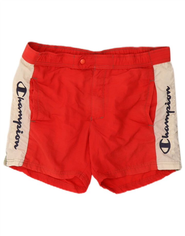 Pantaloni scurți de înot grafic pentru bărbați Champion, mari, roșii, din poliamidă color bloc