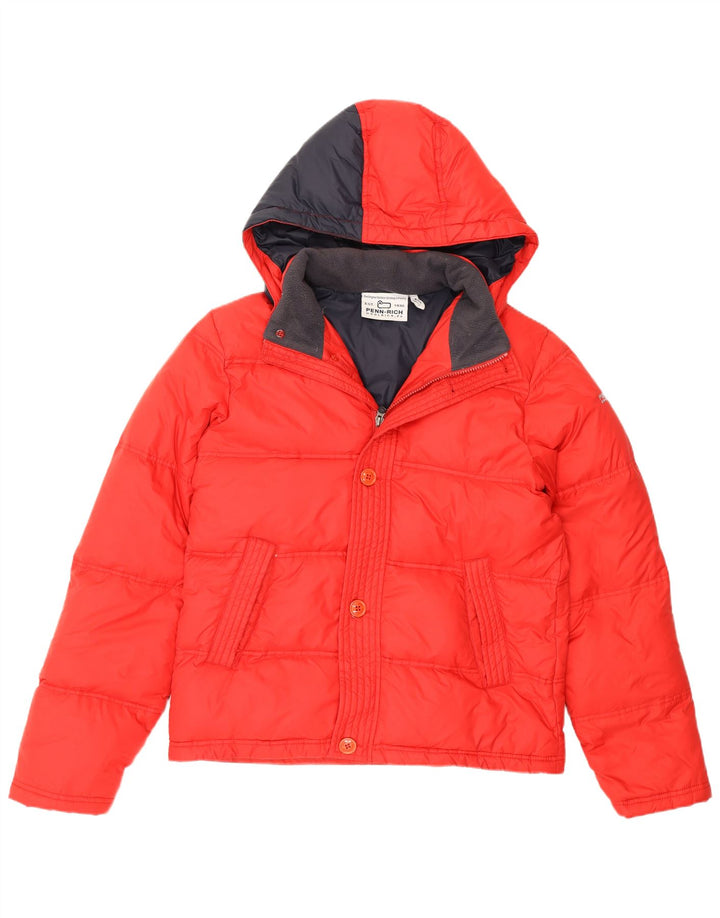 Jachetă căptușită cu glugă pentru bărbați Woolrich Penn-Rich UK 38, nailon roșu mediu