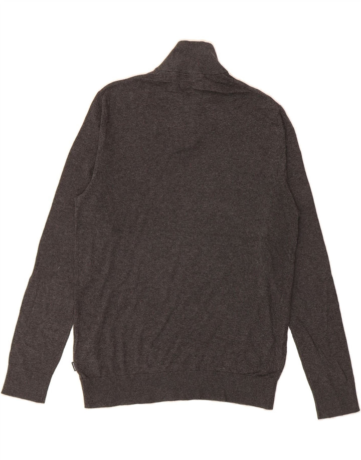 JACK & JONES Mens Zip Neck Jumper Sweater Medium Grey Cotton Vintage Jack & Jones and Second-Hand Jack & Jones from Messina Hembry 