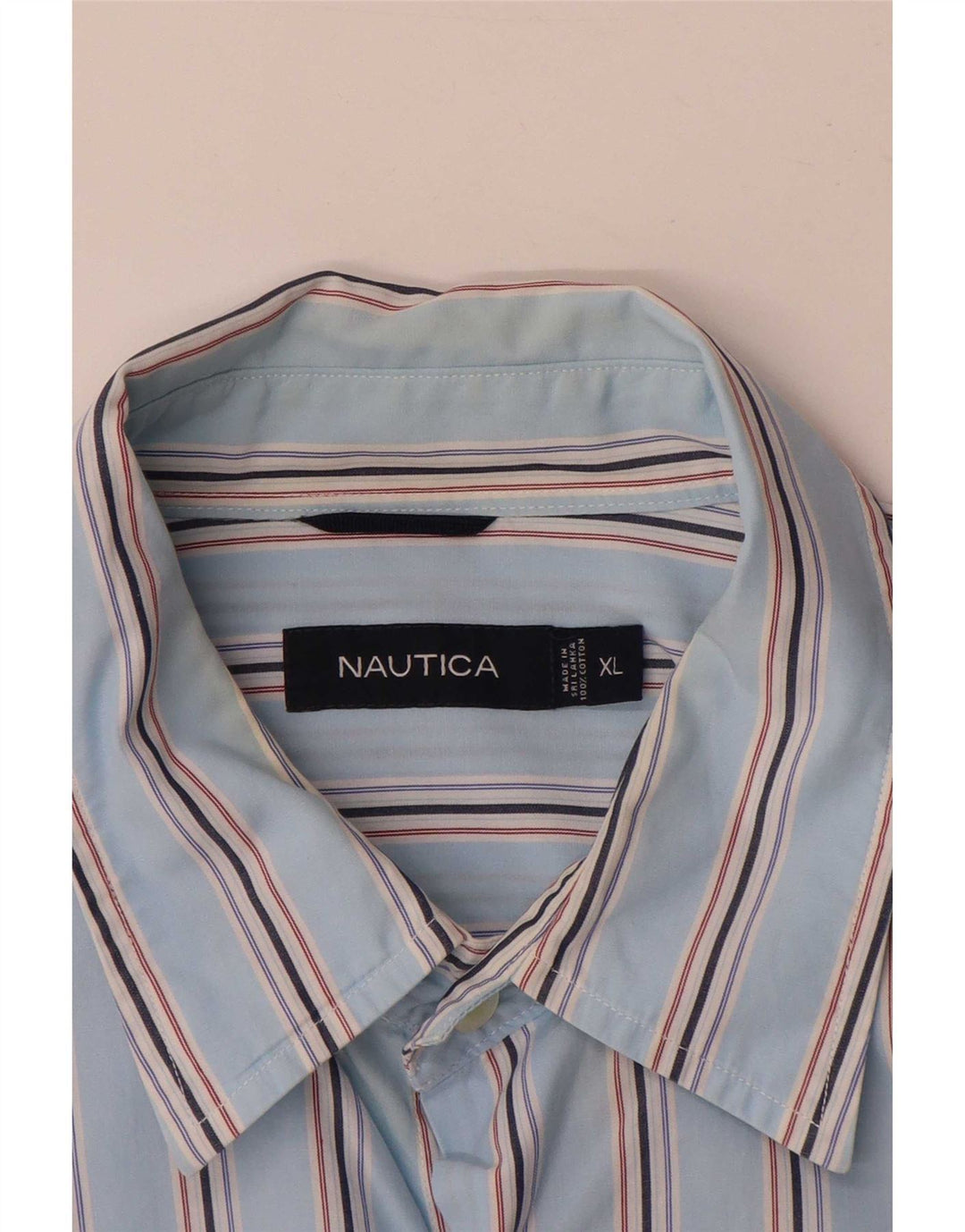 Cămașă pentru bărbați Nautica XL, bumbac cu dungi albastre