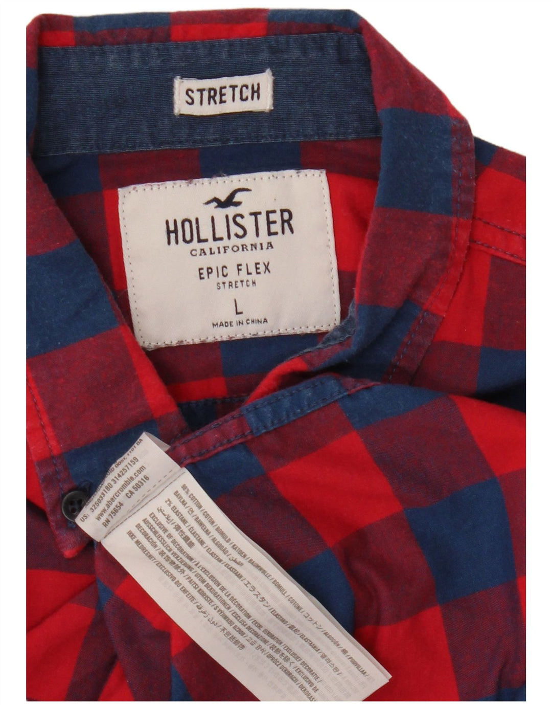 Cămașă pentru bărbați HOLLISTER, mare, roșu, din bumbac