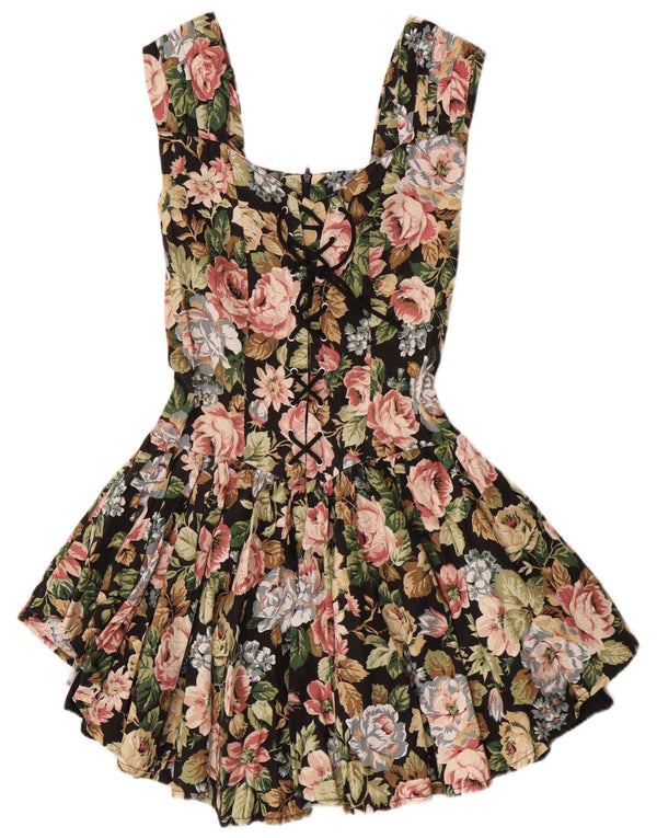 Rochie de epocă pentru femei fără mâneci A-Line UK 10 Small Multicolor Floral