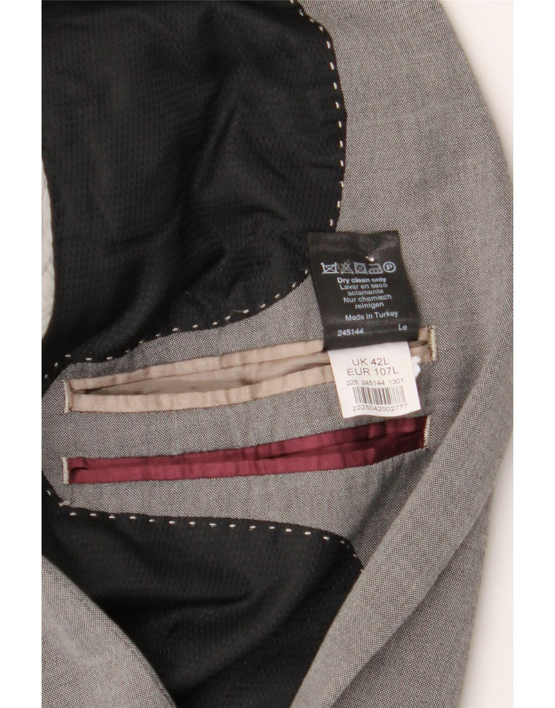 RIVER ISLAND Mens 1 Button Blazer Jacket UK 42 XL Grey Wool Vintage River Island and Second-Hand River Island from Messina Hembry 