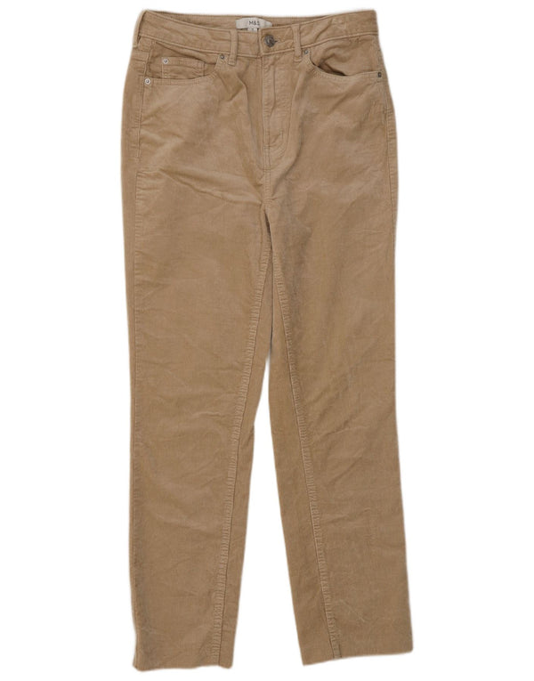 Pantaloni drepti din velur pentru femei Marks & Spencer UK 10 Small W27 L28 Bej
