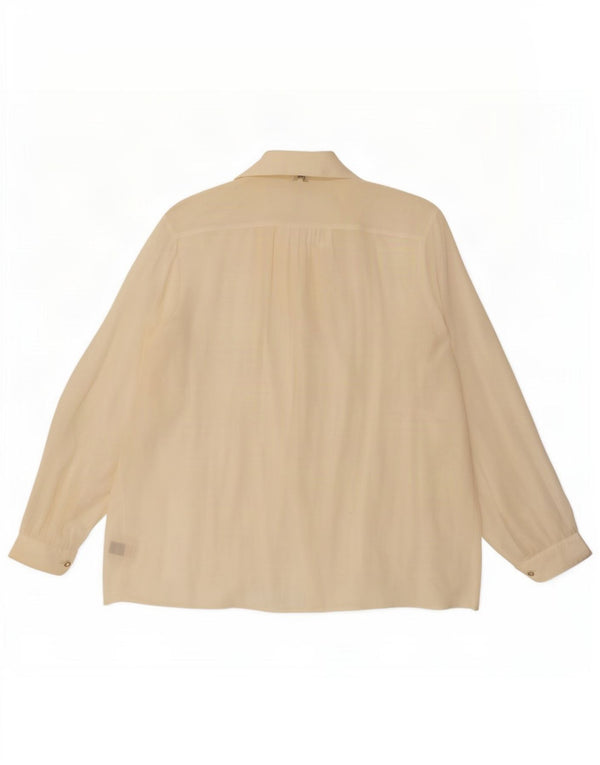Bluză de cămașă supradimensionată pentru femei vintage UK 20 2XL din mătase alb