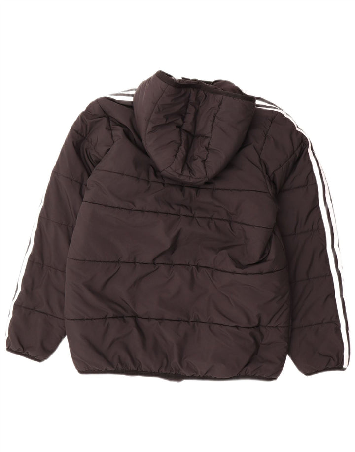 Jachetă căptușită cu glugă Adidas pentru băieți 13-14 ani, poliester negru
