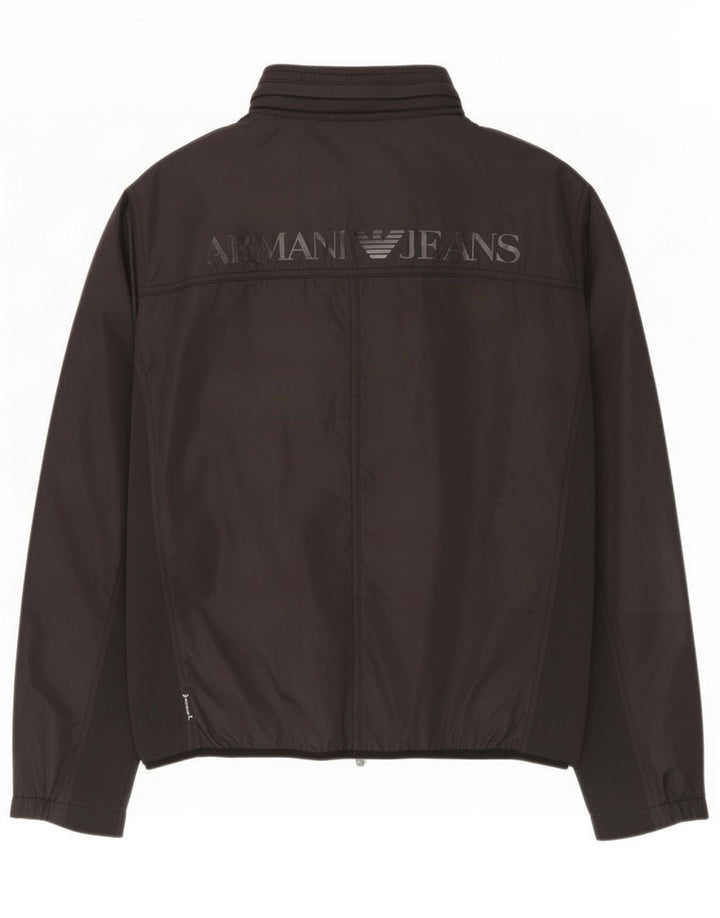 Jachetă de trening cu grafică pentru bărbați Armani Jeans, mare, neagră, poliamidă