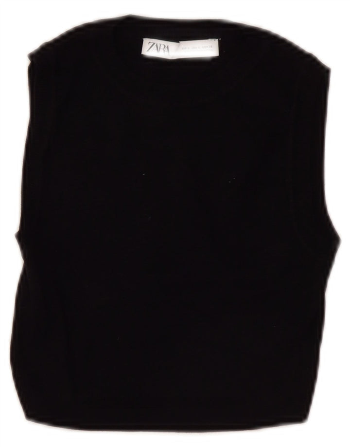 Top Vest Crop pentru Damă Zara UK 8 Small Black Viscose